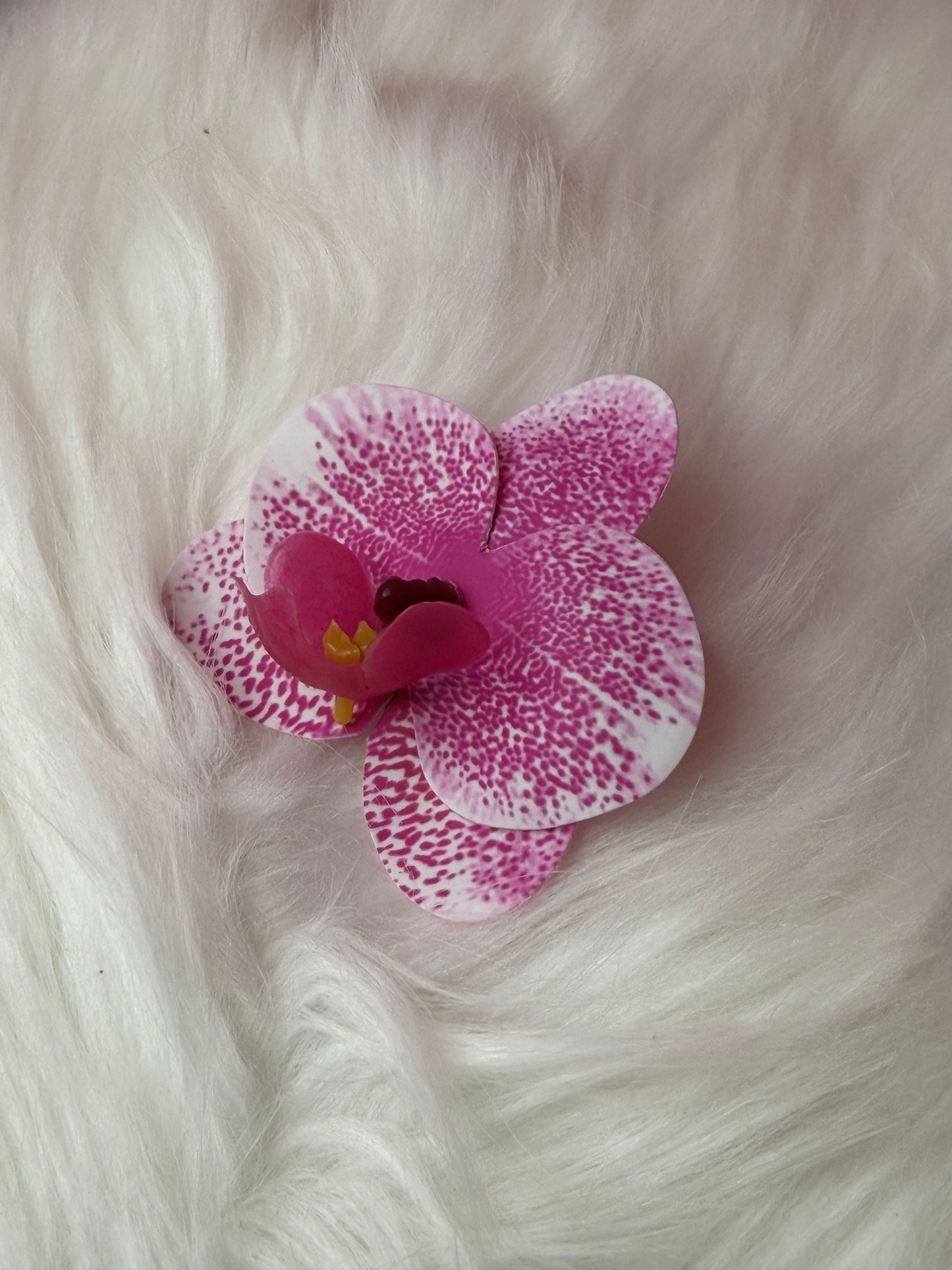 Handmade Orchid Hair Clip • Phalaenopsis Spotted Pink