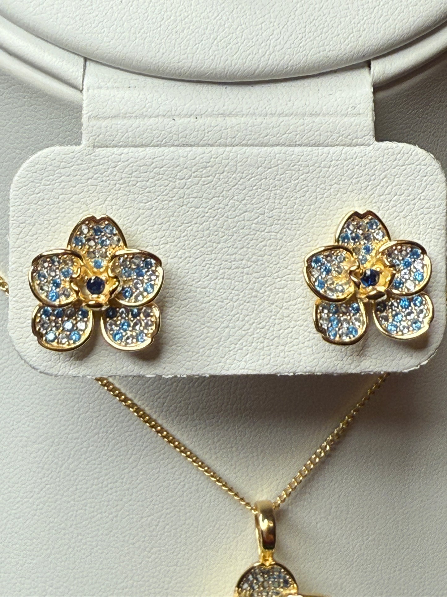 Shimmer me Vanda Collection: Gold- Aqua Zircons