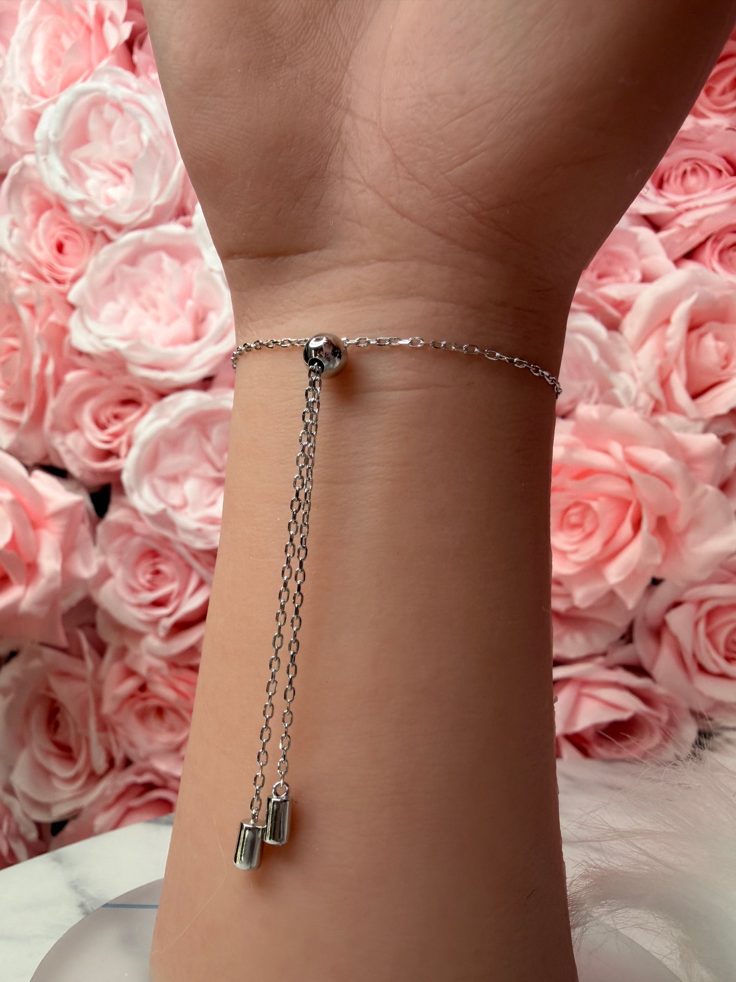 Sterling Silver Orchid Bracelet, 14K White Gold Plated, Shimmering Aloha Cattleya