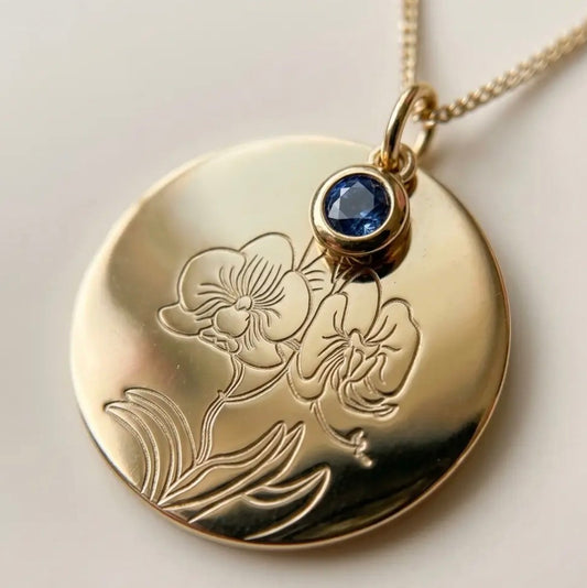 The Birthstone Phalaenopsis Collection: Phalaenopsis Disc Orchid Pendant Necklace