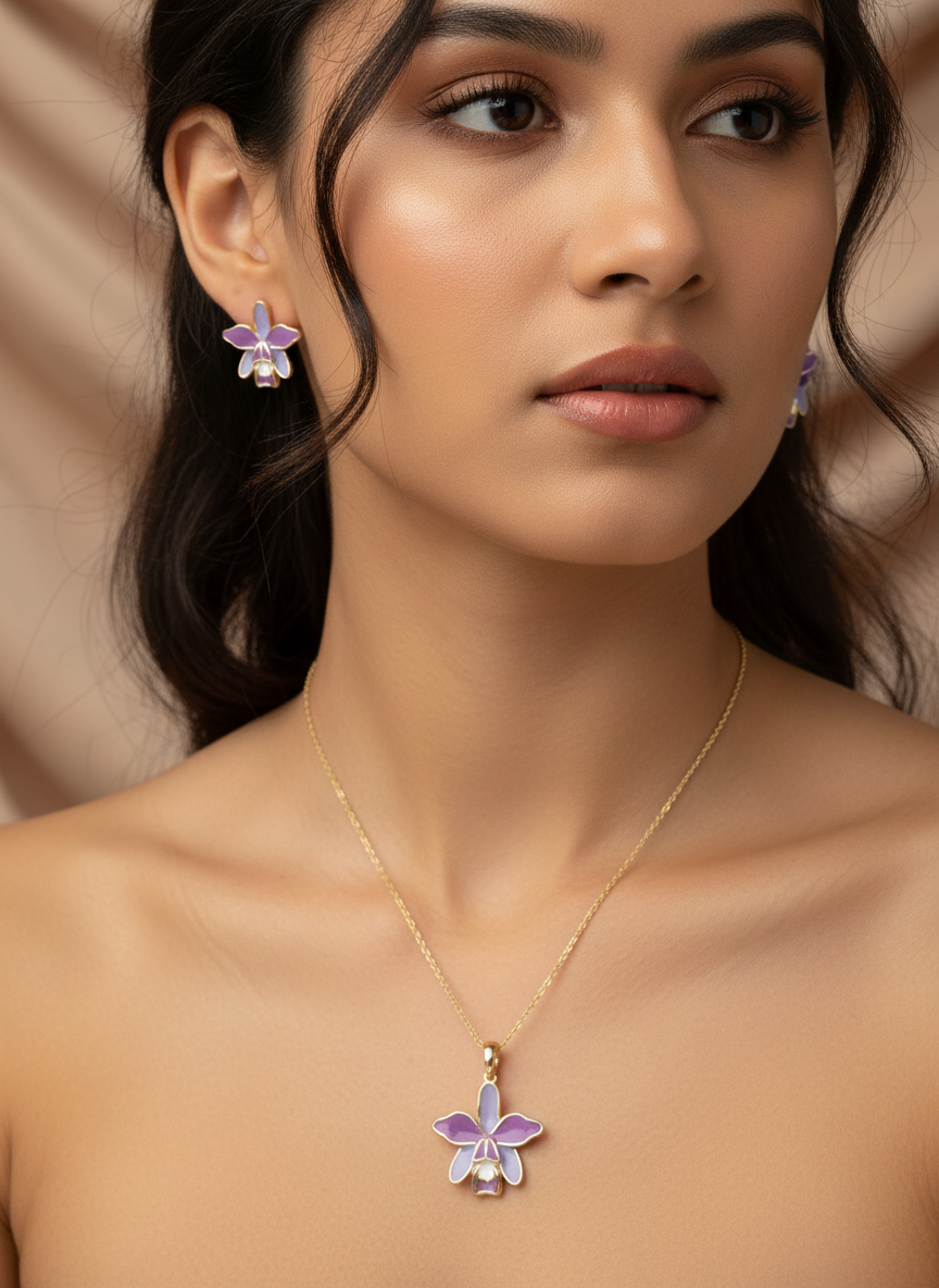Violacea Collection: Lavender Cattleya Violacea Rubrea -inspired • Joyería de Orquídeas - Orchidique