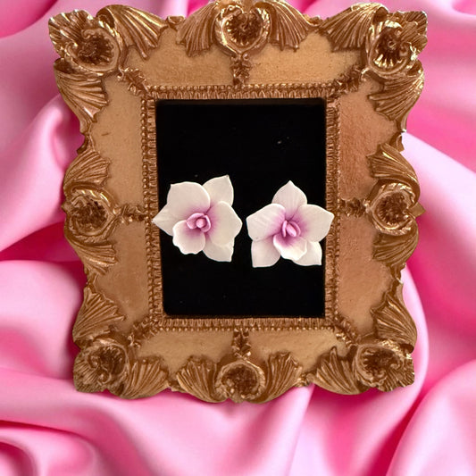 Whimsical Collection: White and Pink Phalaenopsis Orchid Earrings - Orchidique