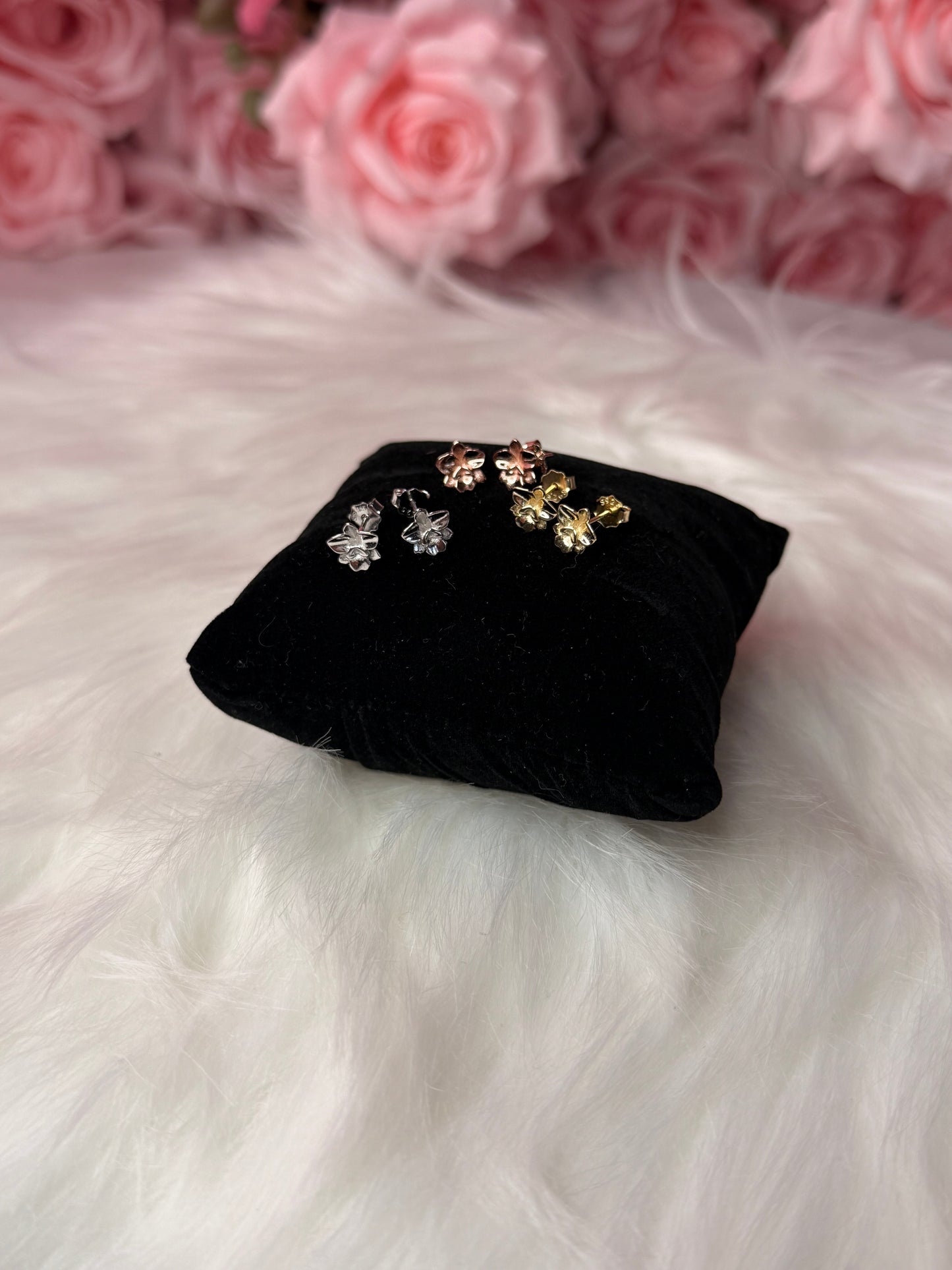 Cattleya Stud Earrings • 3D Orchid Jewelry •  White Gold • Gold • Rose Gold Mini Studs - Orchidique