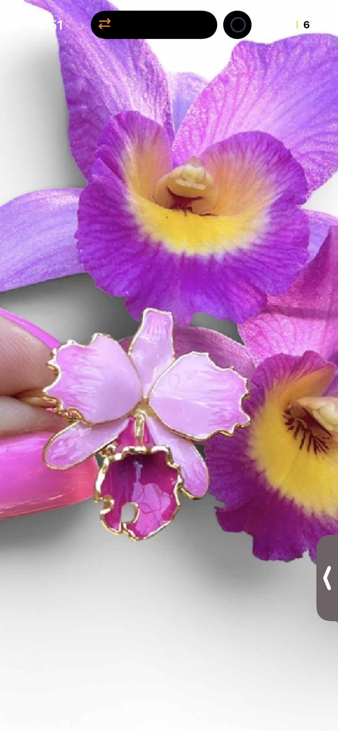 Drama Collection:  Pink Splash Cattleya Dowiana Orchid Statement Ring