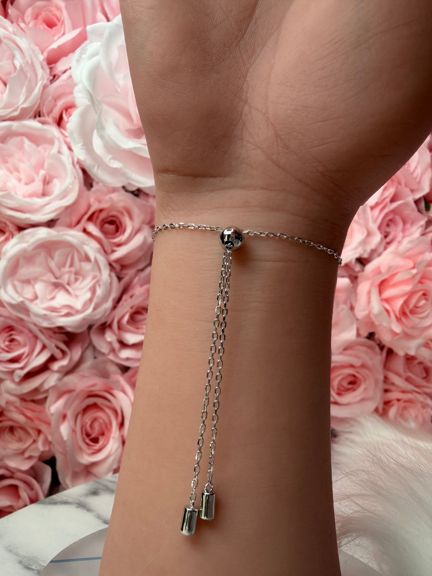 Sterling Silver Orchid Bracelet, 14K White Gold Plated, Shimmering Aloha Cattleya