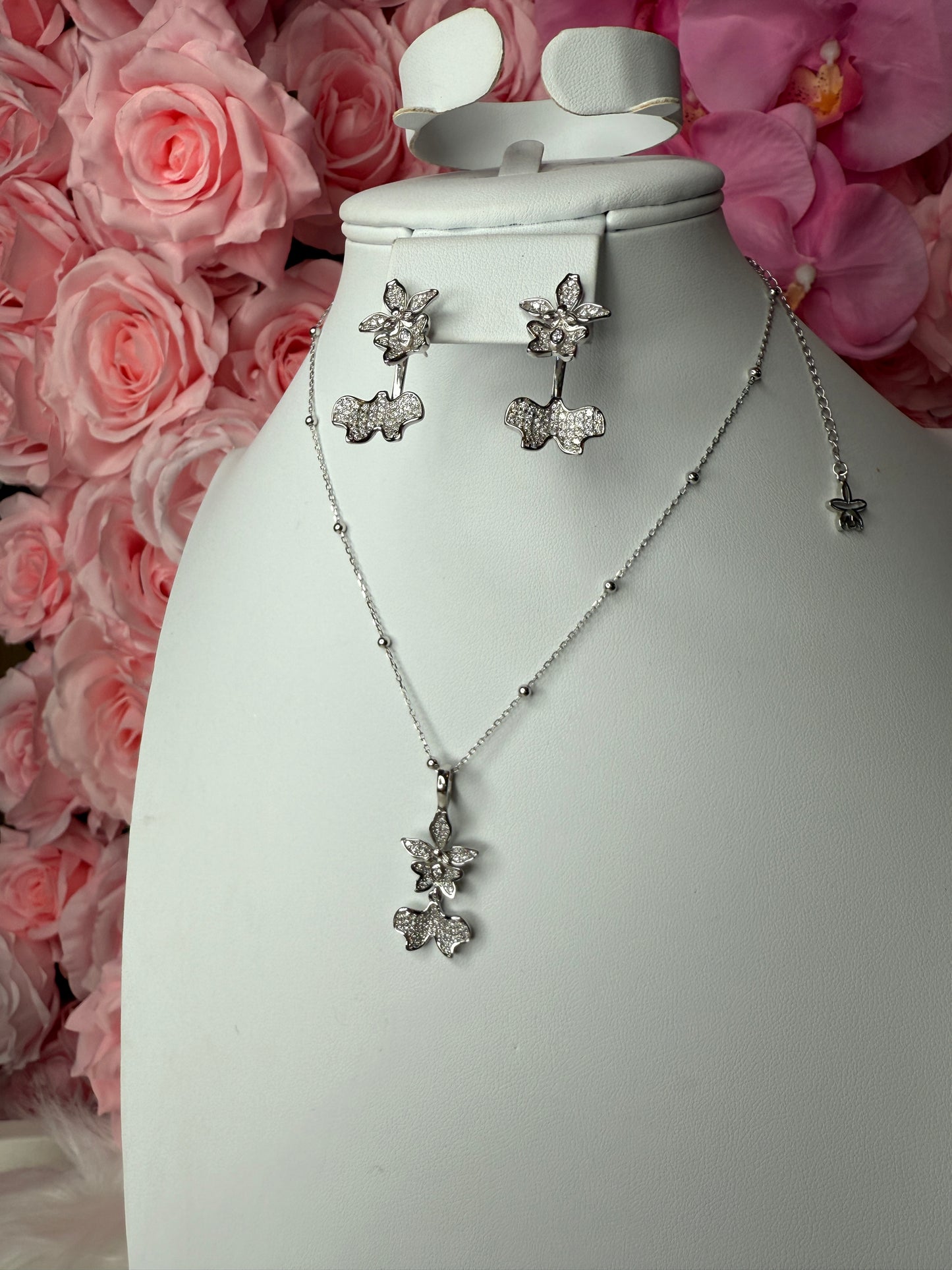 Tolumnia Orchid Pendant with Beaded Adjustable Chain - Orchidique