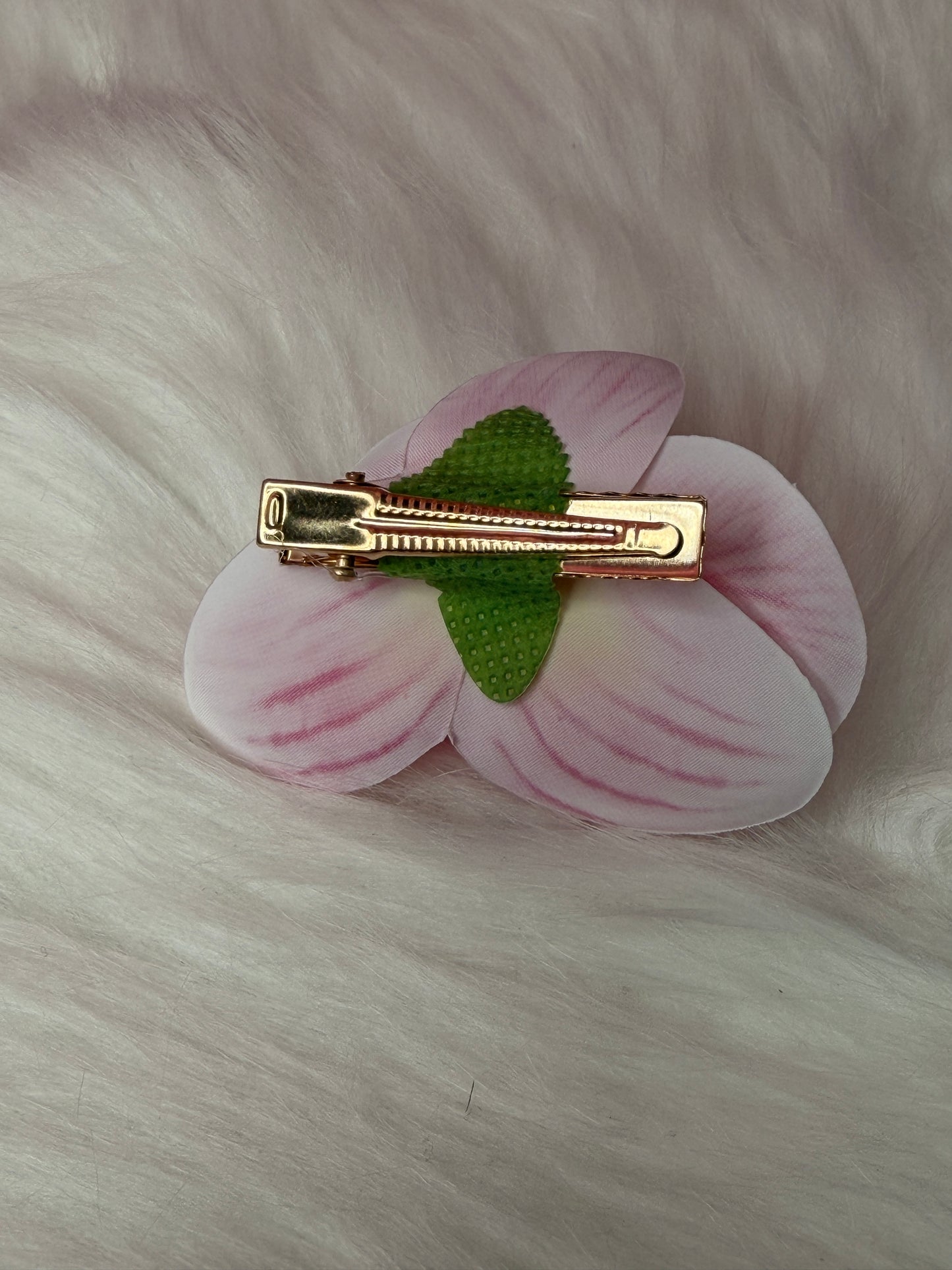 Handmade Orchid Hair Clip • Phalaenopsis White Splash