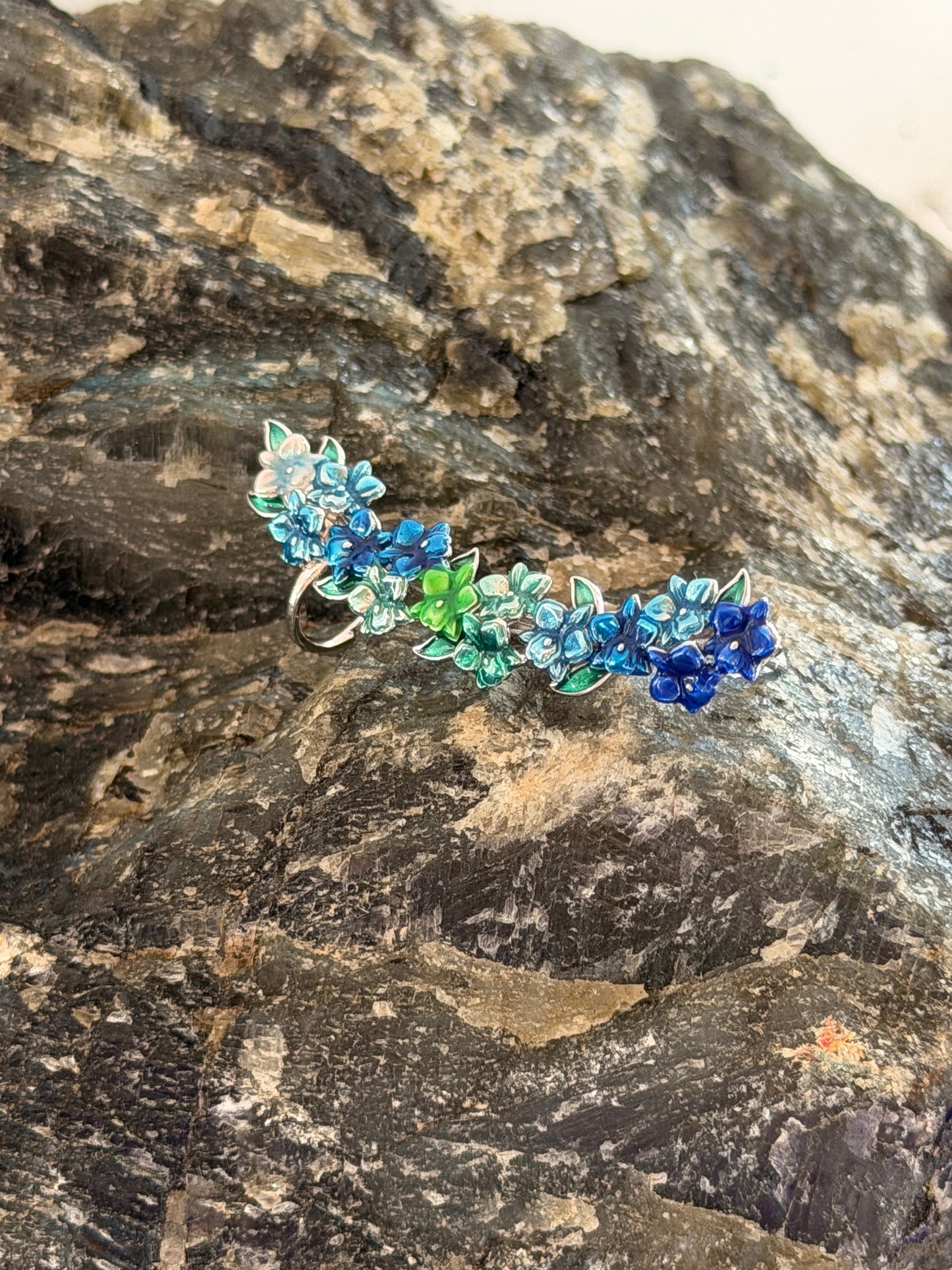 Orchid Fleur Collection : Blue Orchid Ear Cuff Stud: Cattleya Flower Earring Climber - Orchidique