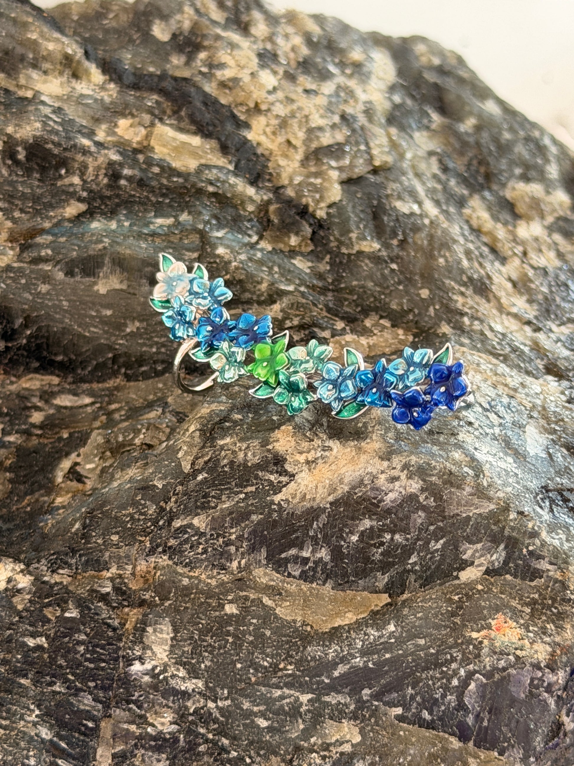 Orchid Fleur Collection : Blue Orchid Ear Cuff Stud: Cattleya Flower Earring Climber - Orchidique
