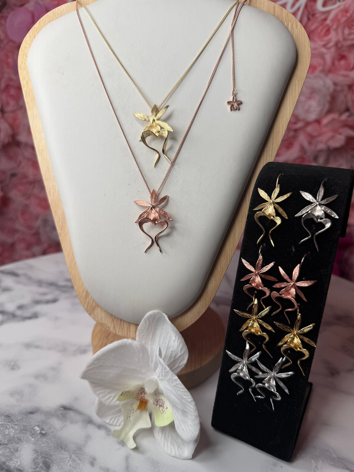 Ghost Orchid Silver Pendant Necklace