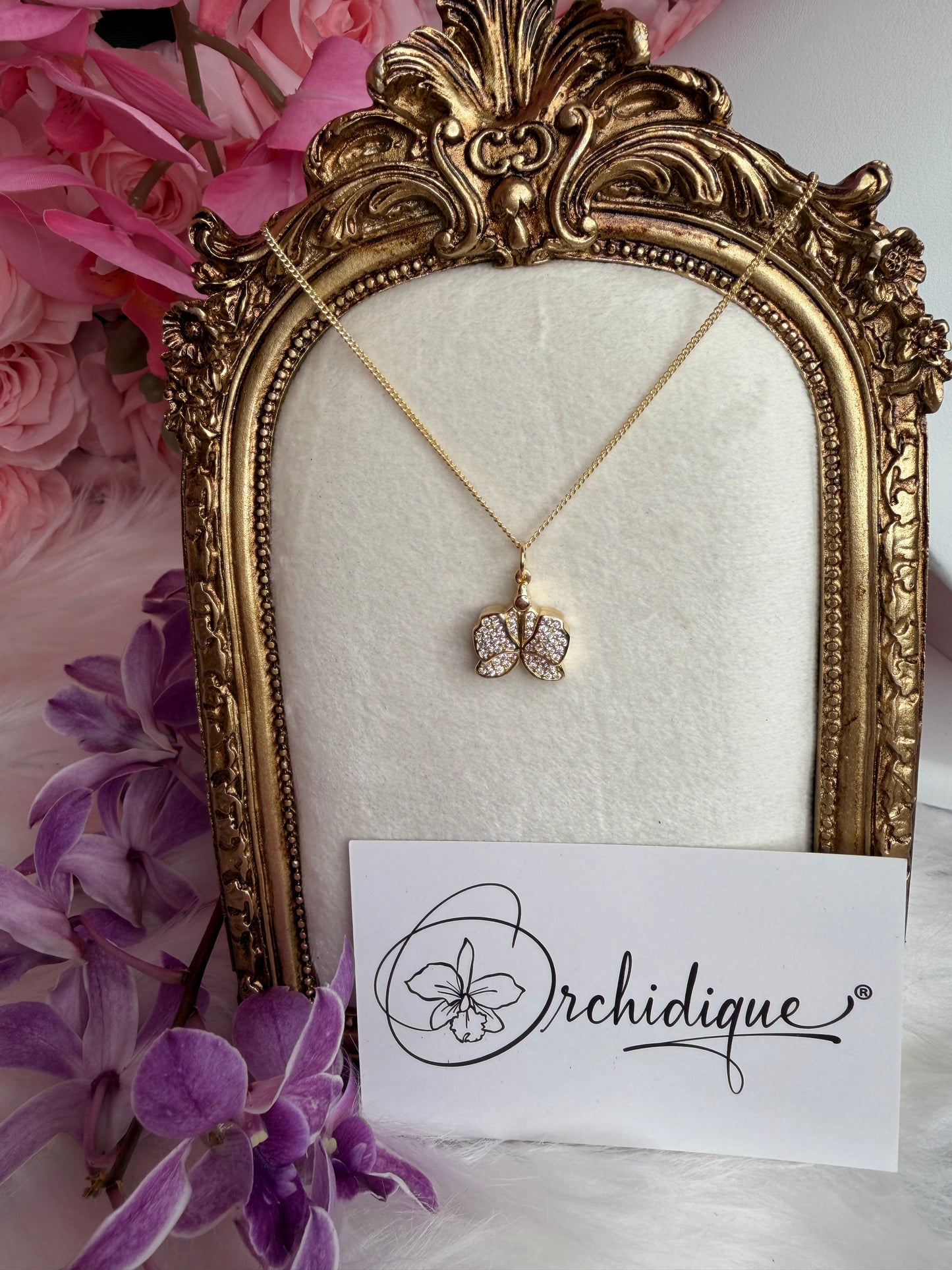 The Locket Collection: Dendrobium Gold 14k Orchid Locket Pendant Necklace –"I Love You," "Te Amo," or "Je T'aime" - Orchidique