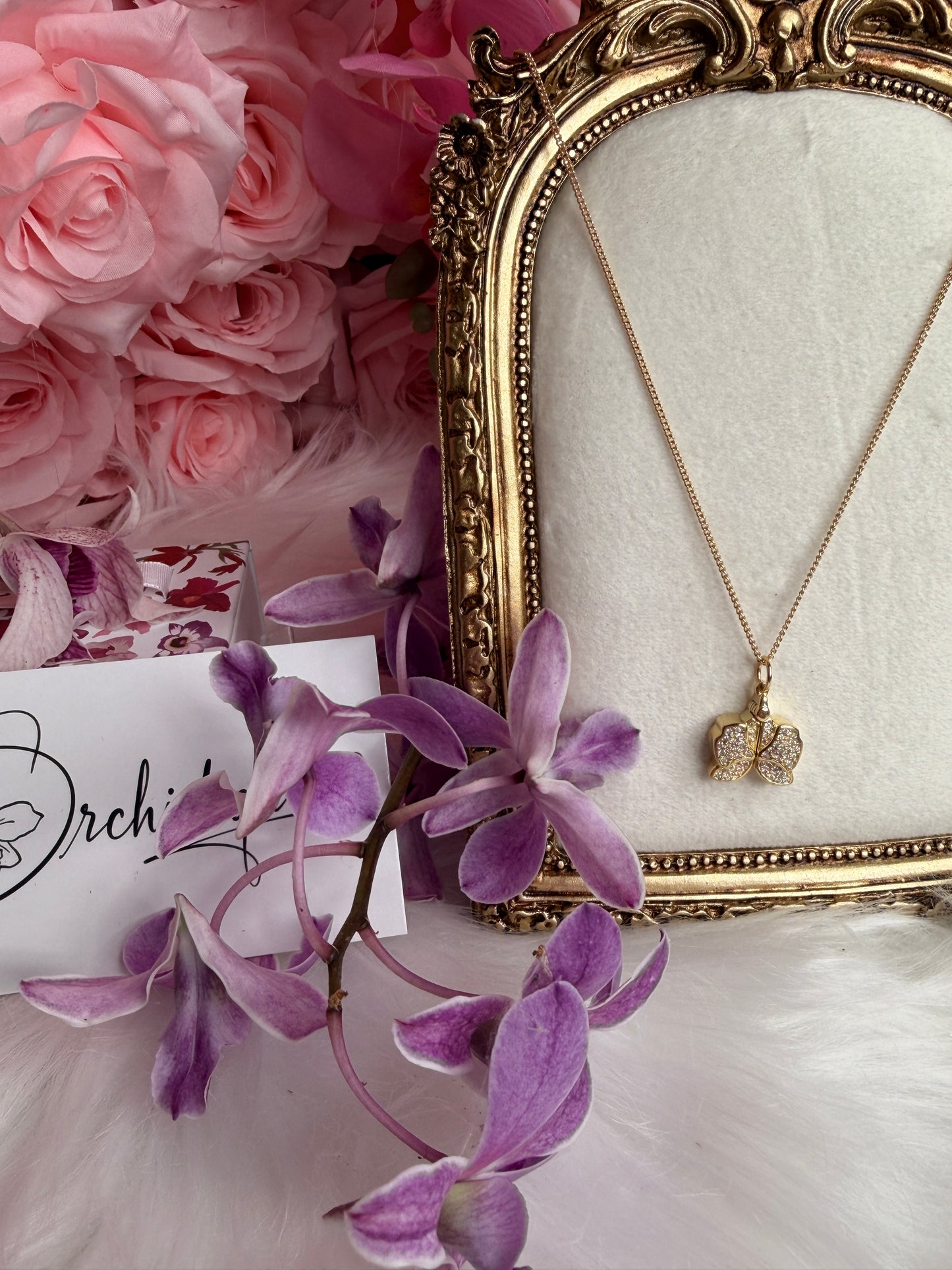 The Locket Collection: Dendrobium Gold 14k Orchid Locket Pendant Necklace –"I Love You," "Te Amo," or "Je T'aime" - Orchidique