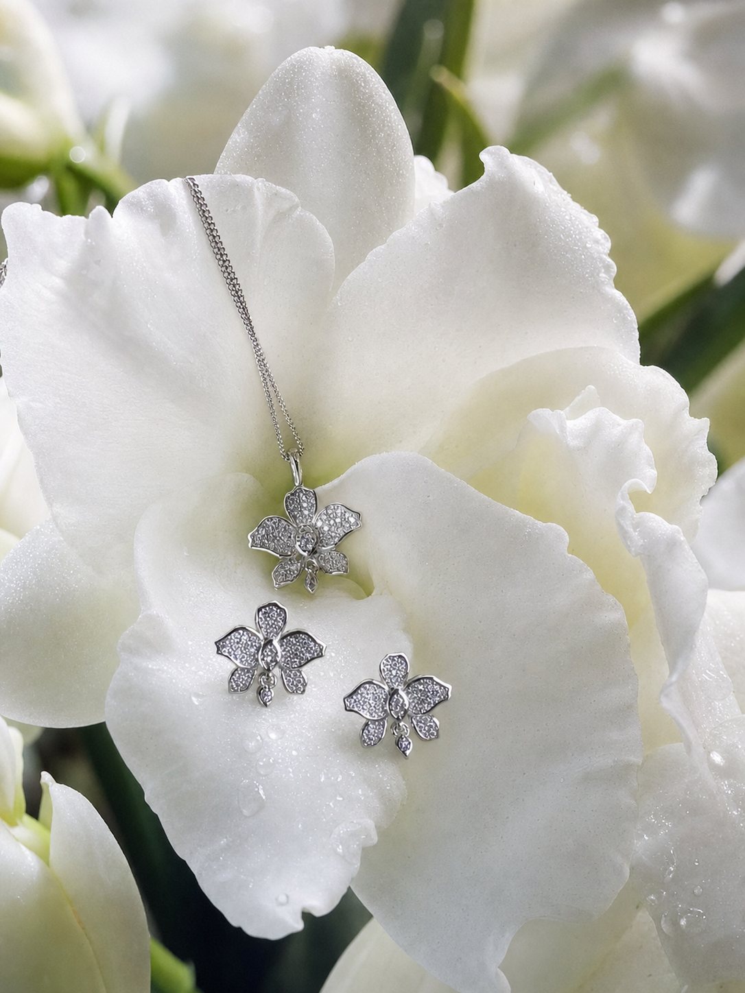 Cattleya Orchid Necklace or Drop Earrings — Orchidique view 2