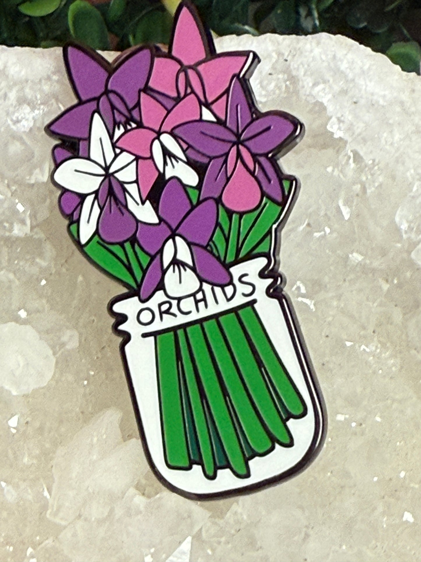 Orchid Bouquet of Bloom: Hard Enamel Pin Brooch