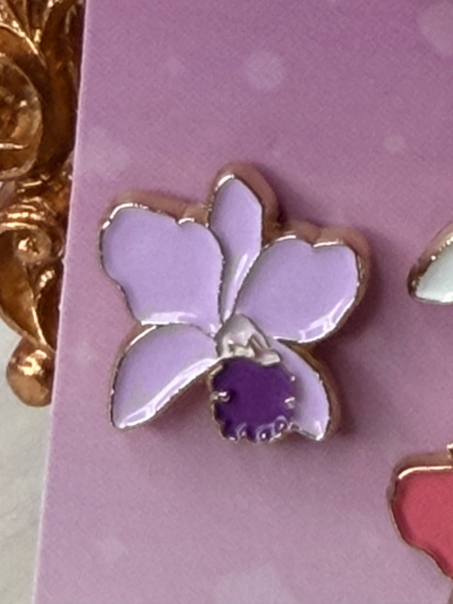 Mini Cattleya Luddy inspired Orchid Flower Enamel Pin - Orchidique