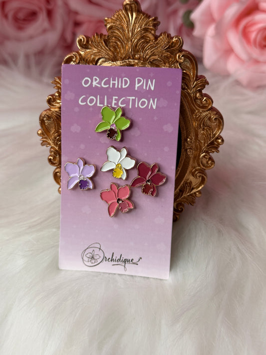 Mini Cattleya Luddy inspired Orchid Flower Enamel Pin - Orchidique