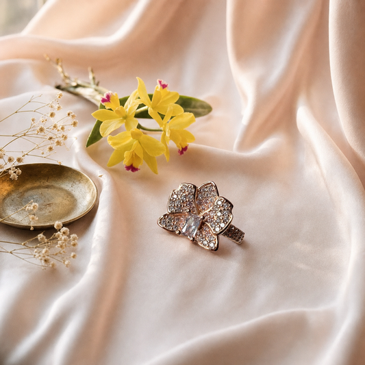 Dendrobium Orchid Ring & Earrings • Gold Rose Gold & White Gold - Orchidique