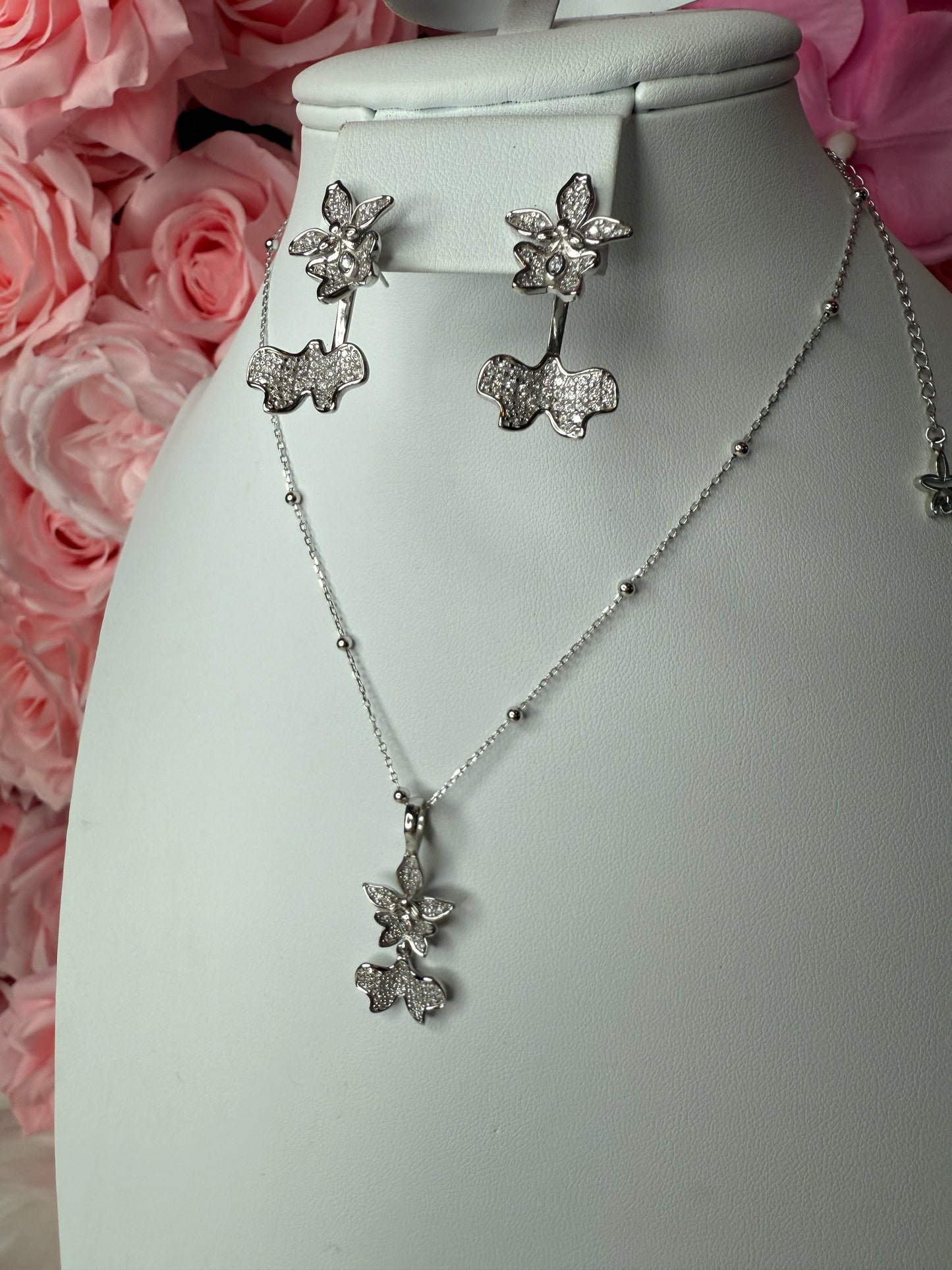 Tolumnia Orchid Pendant with Beaded Adjustable Chain - Orchidique