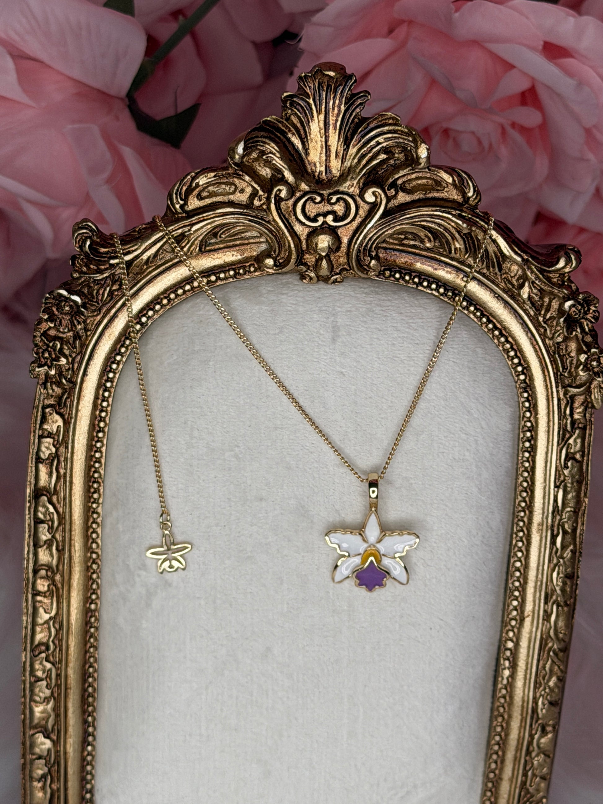 La Colombiana Collection: White & Purple Cattleya Trianae Orchid Jewelry Set - Orchidique
