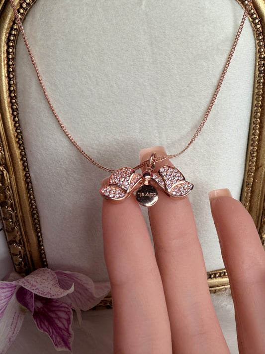The Locket Collection: Dendrobium Orchid Locket Pendant Necklace –"I Love You," "Te Amo," or "Je T'aime"– Rose Gold - Orchidique