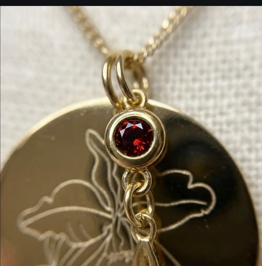 The Birthstone Cattleya Collection: Cattleya Disc Orchid Pendant Necklace