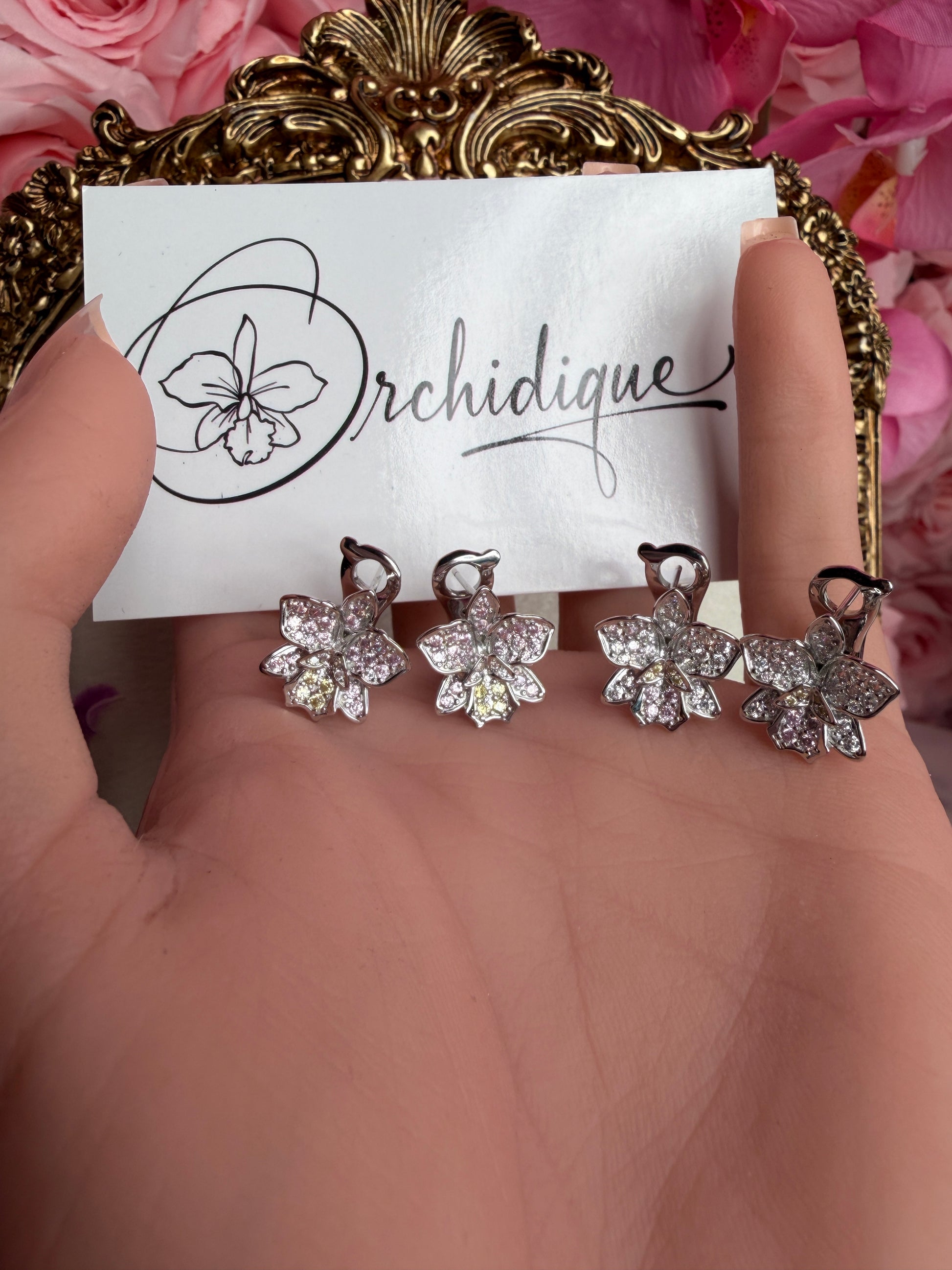 Shimmer Me Hawaiian Cattleya Earrings - Orchidique