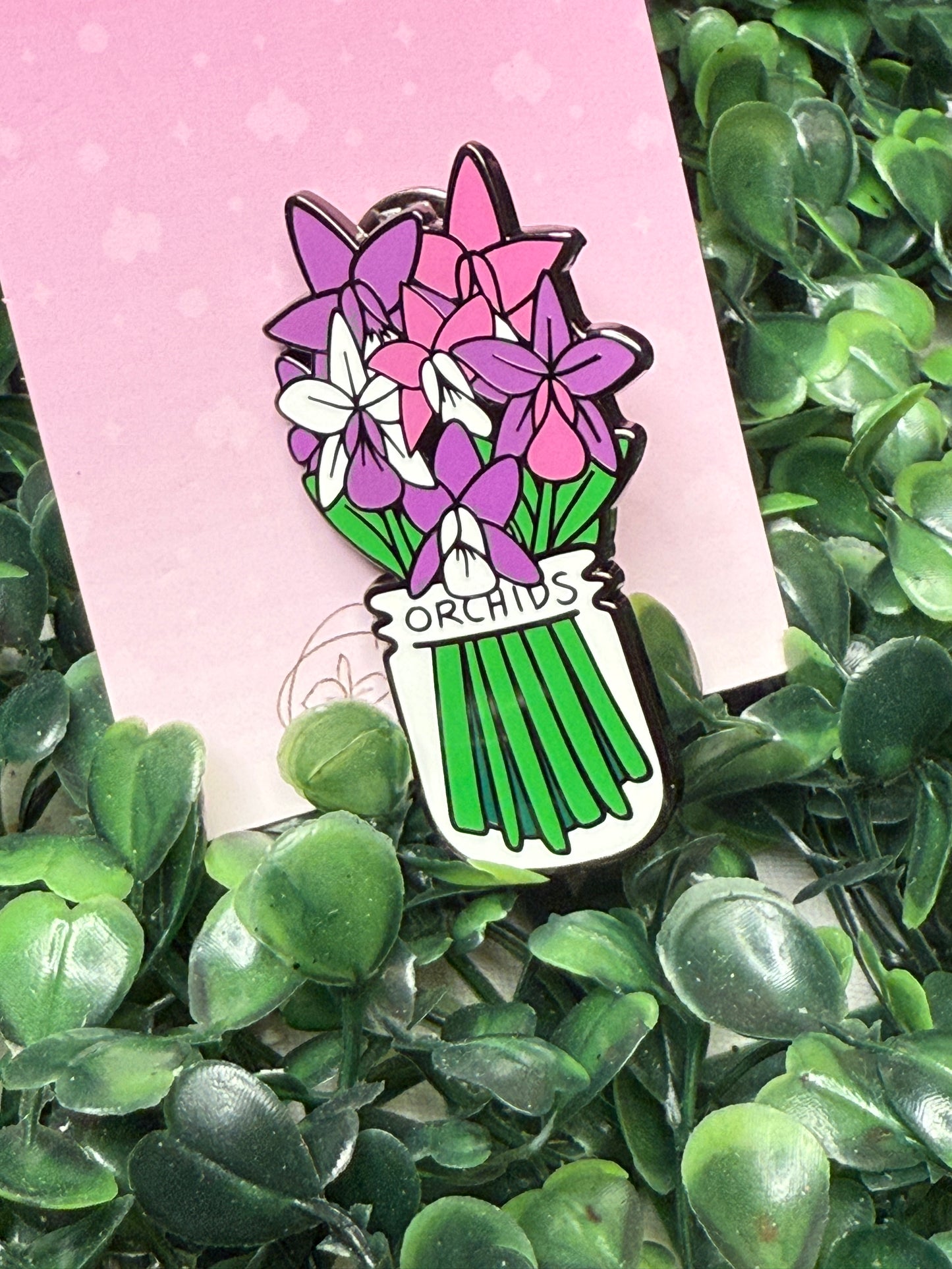 Orchid Bouquet of Bloom: Hard Enamel Pin Brooch