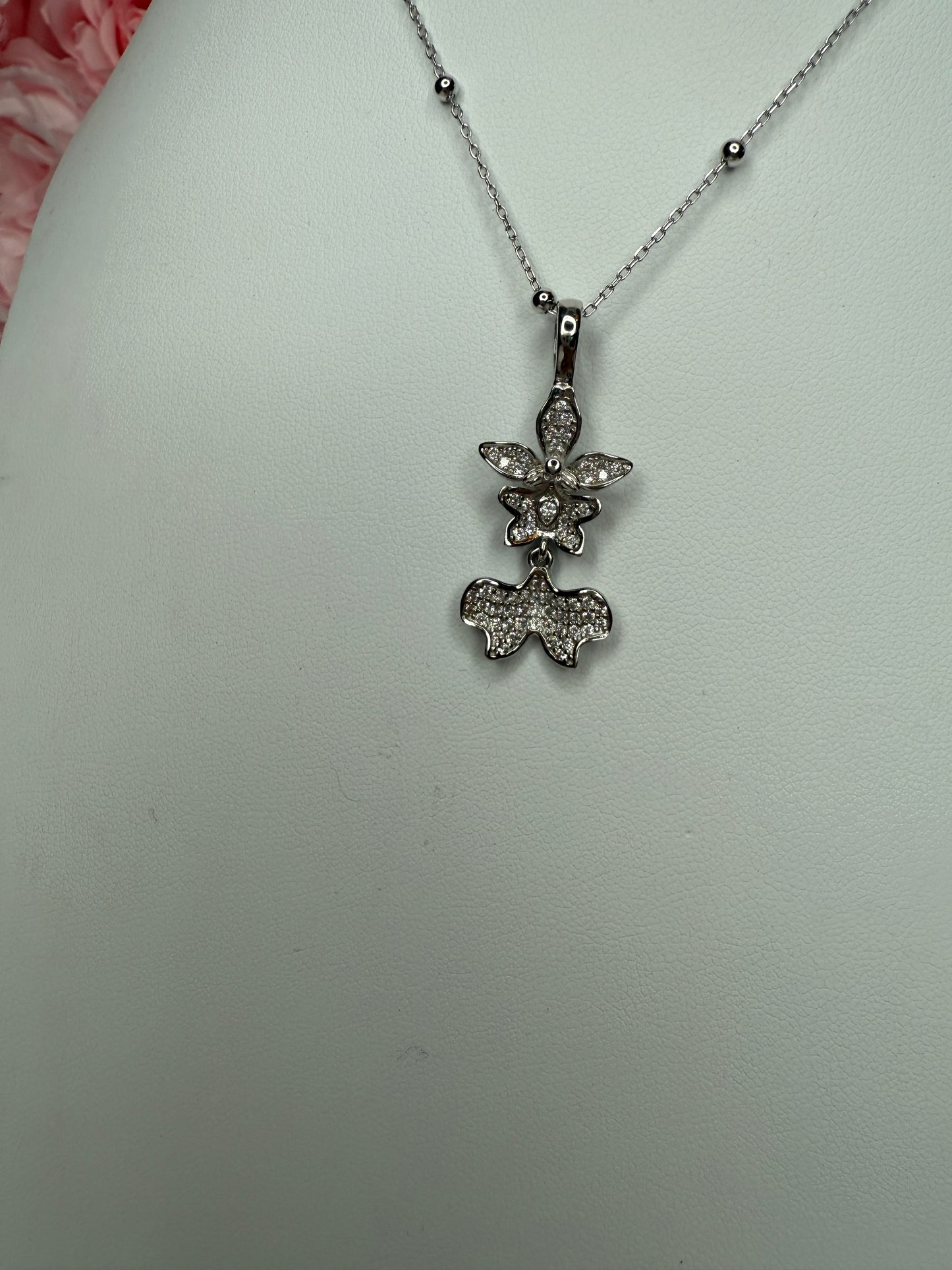 Tolumnia Orchid Pendant with Beaded Adjustable Chain - Orchidique