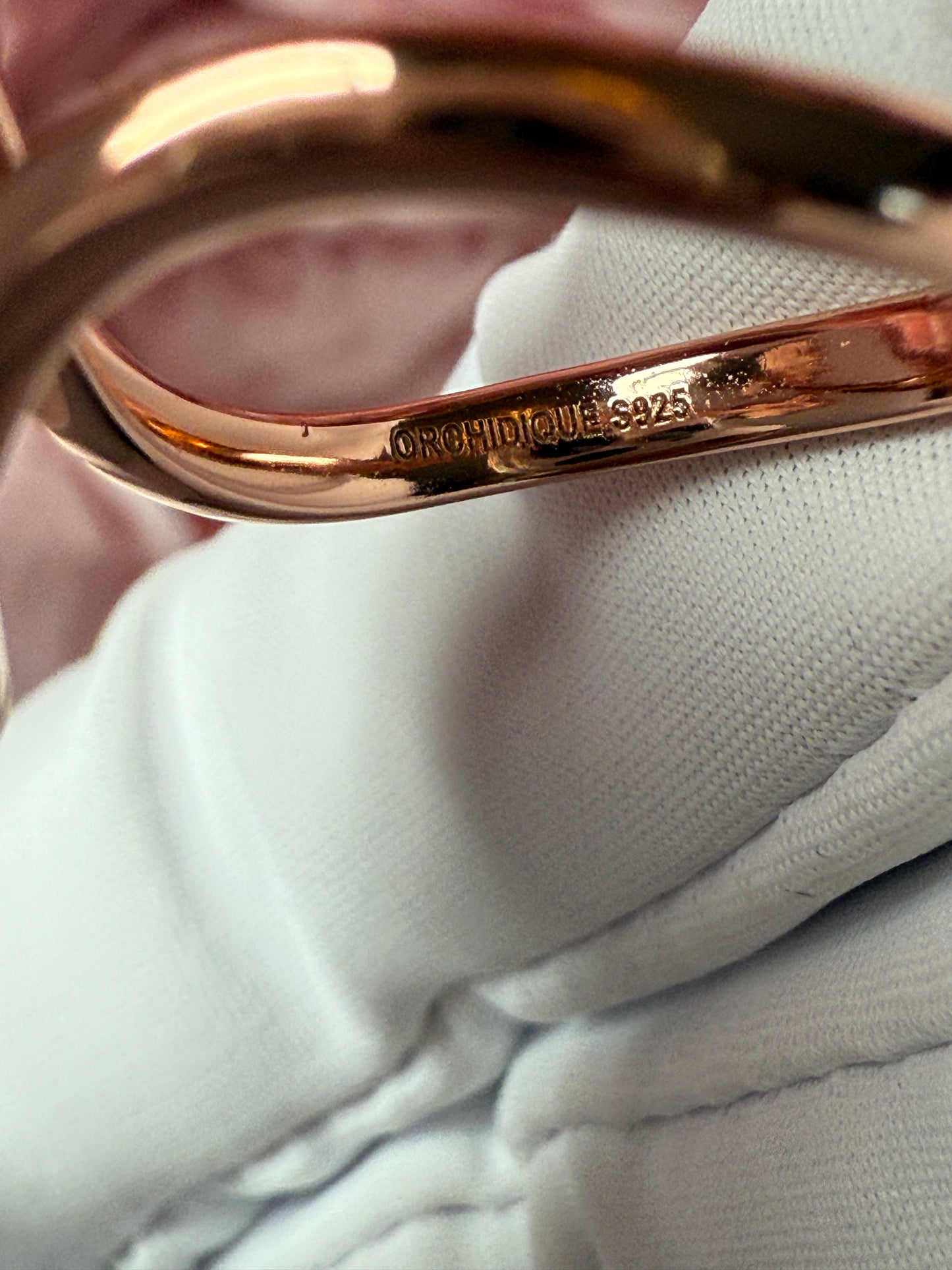 Orchid Pink Bloom Double Ring • Rose Gold Plated