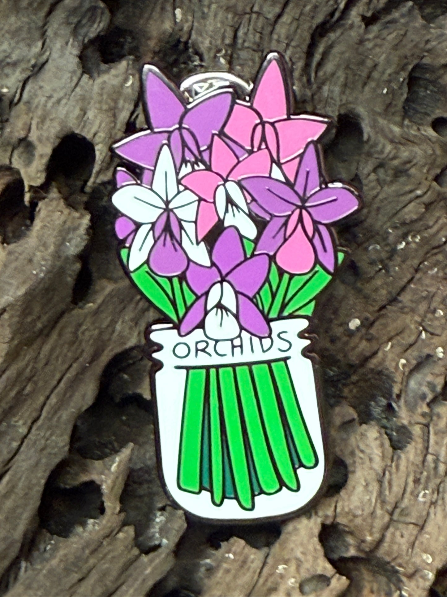 Orchid Bouquet of Bloom: Hard Enamel Pin Brooch