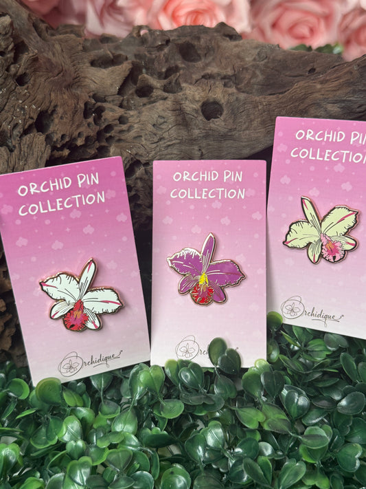 Cattleya Signature Orchid Flower Enamel Pin
