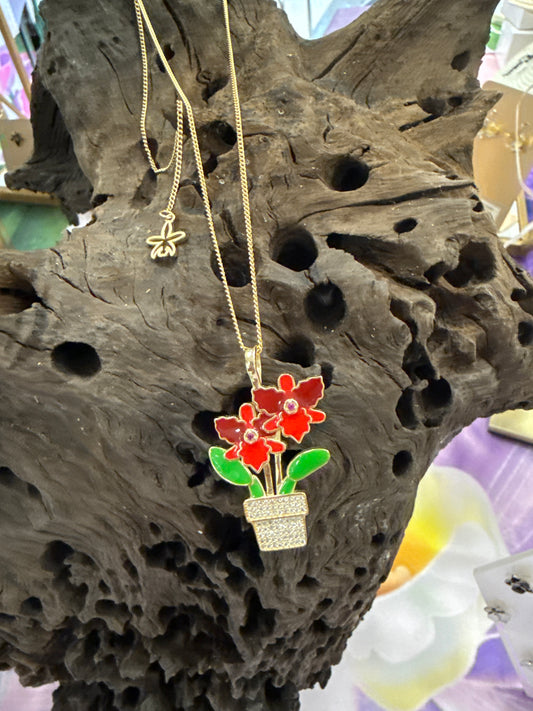 Orchid Potsy Collection: Red Cattleya Necklace