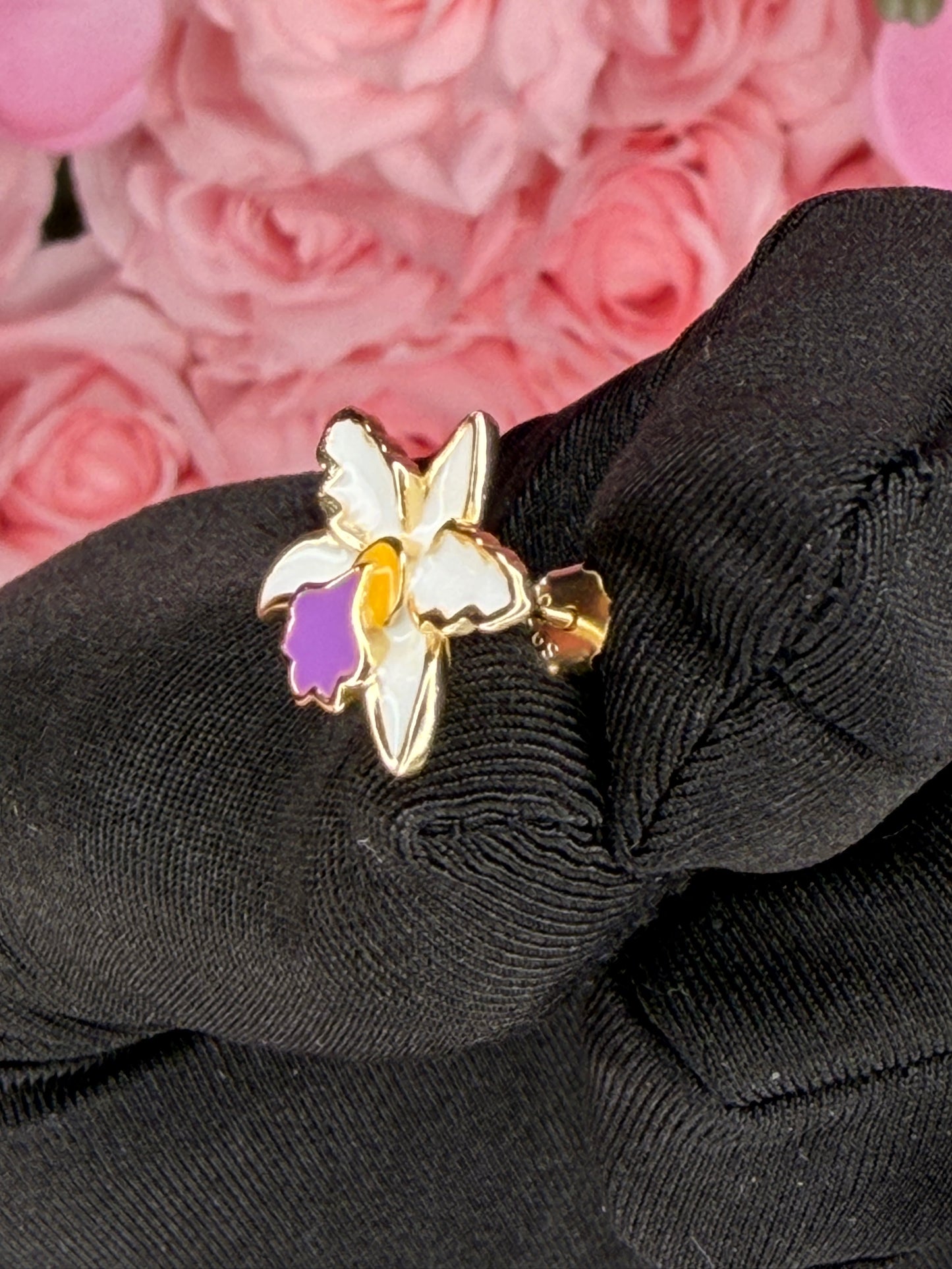 La Colombiana Collection: White & Purple Cattleya Trianae Orchid Jewelry Set - Orchidique