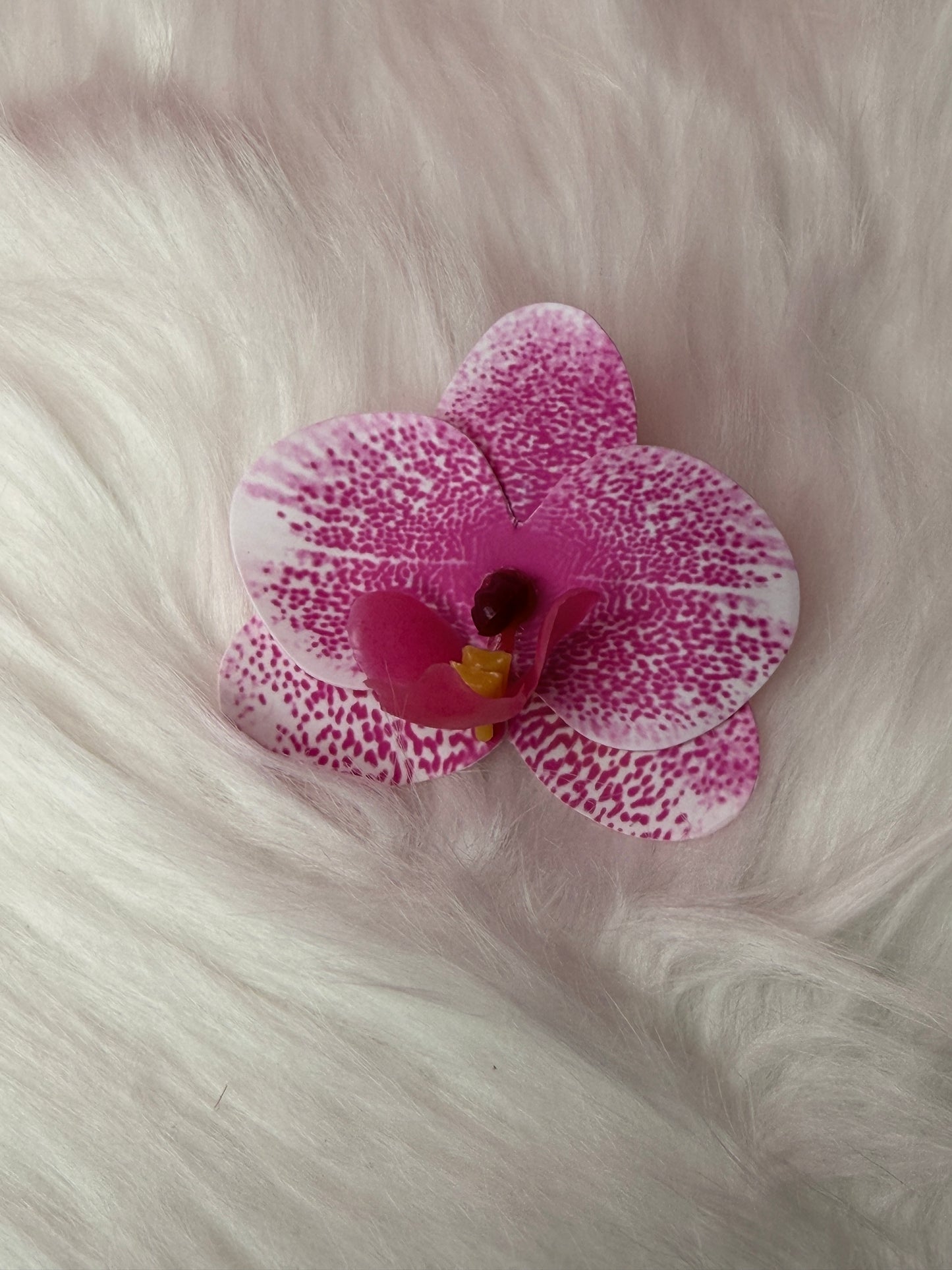 Handmade Orchid Hair Clip • Phalaenopsis Spotted Pink
