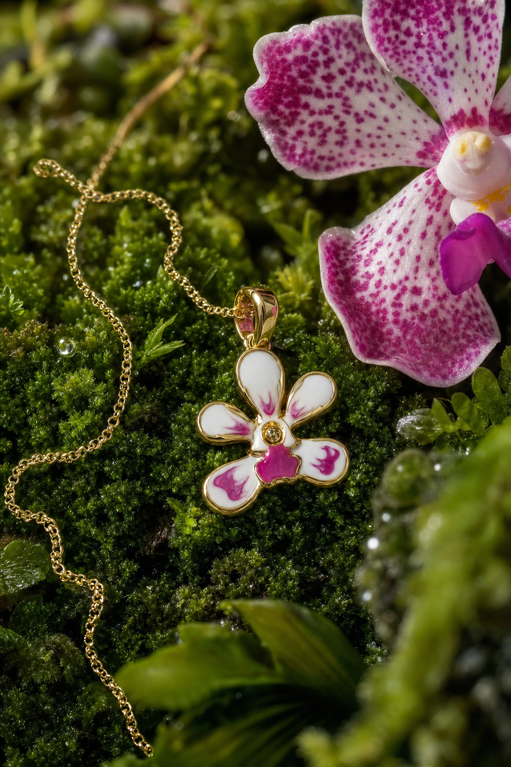 Vanda Luzonica Orchid Pendant Necklace — Orchidique view 2