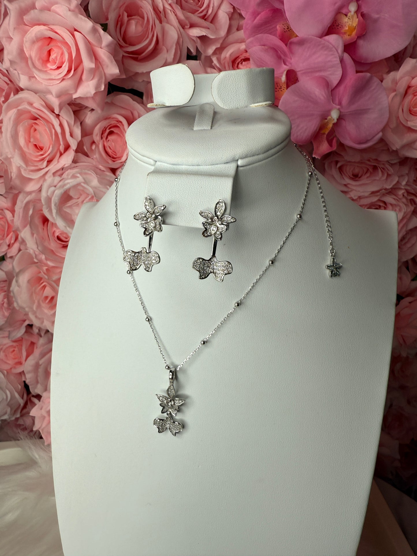Tolumnia Orchid Pendant with Beaded Adjustable Chain - Orchidique