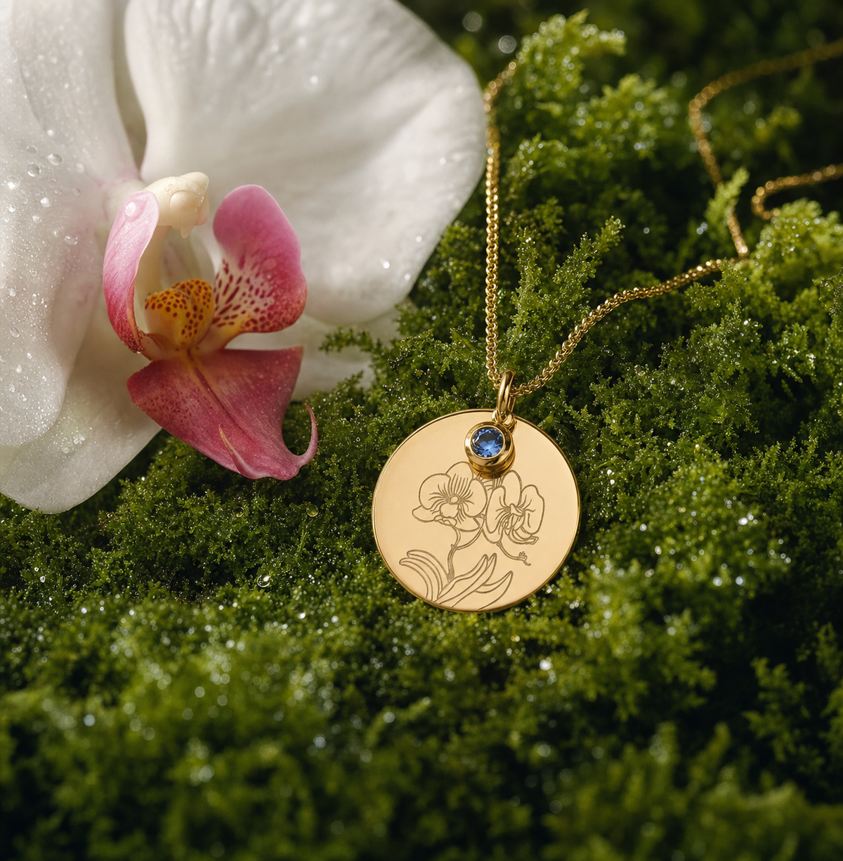 Phalaenopsis Orchid Birthstone Necklace Set — Orchidique view 13
