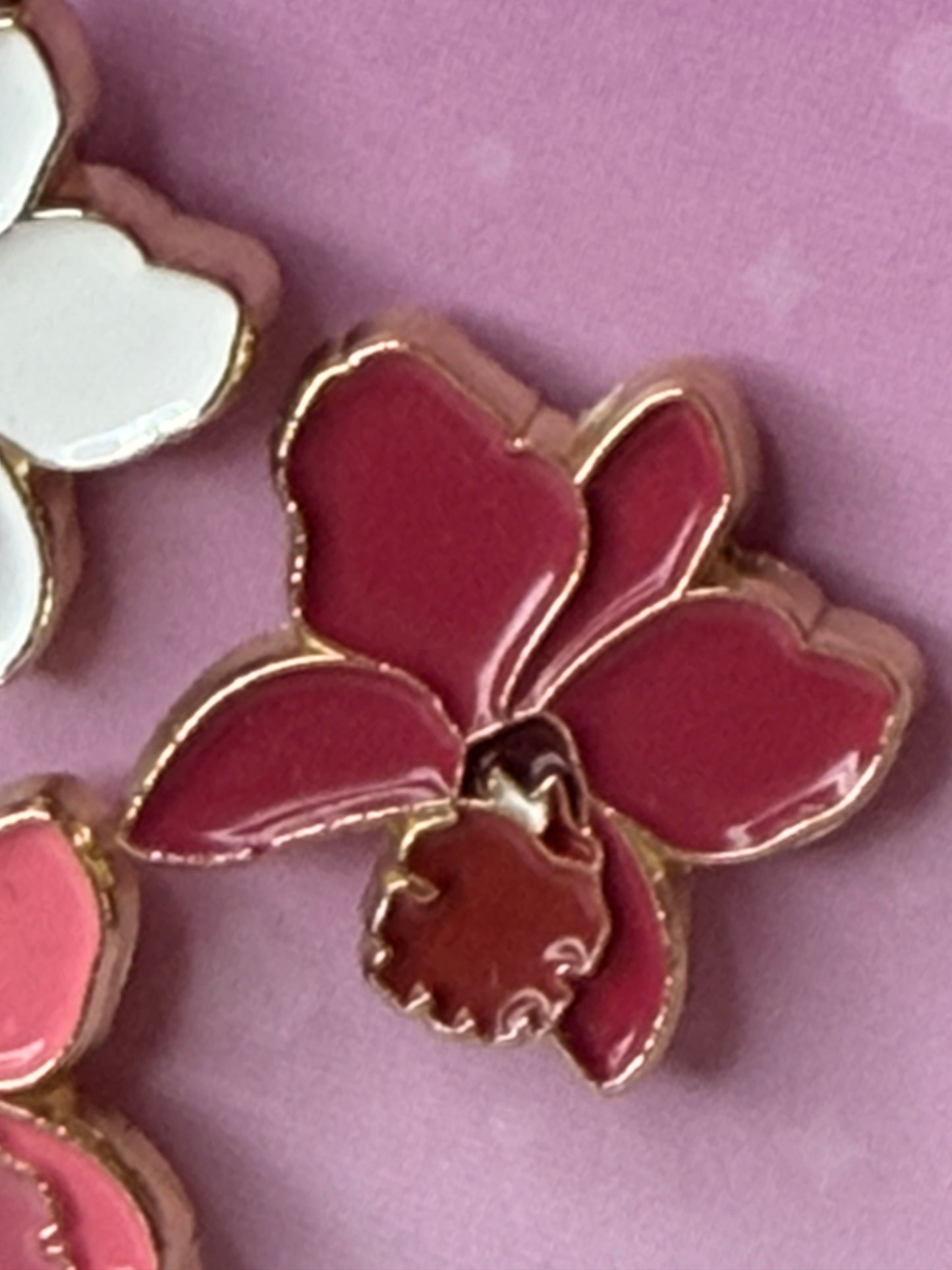 Mini Cattleya Luddy inspired Orchid Flower Enamel Pin - Orchidique