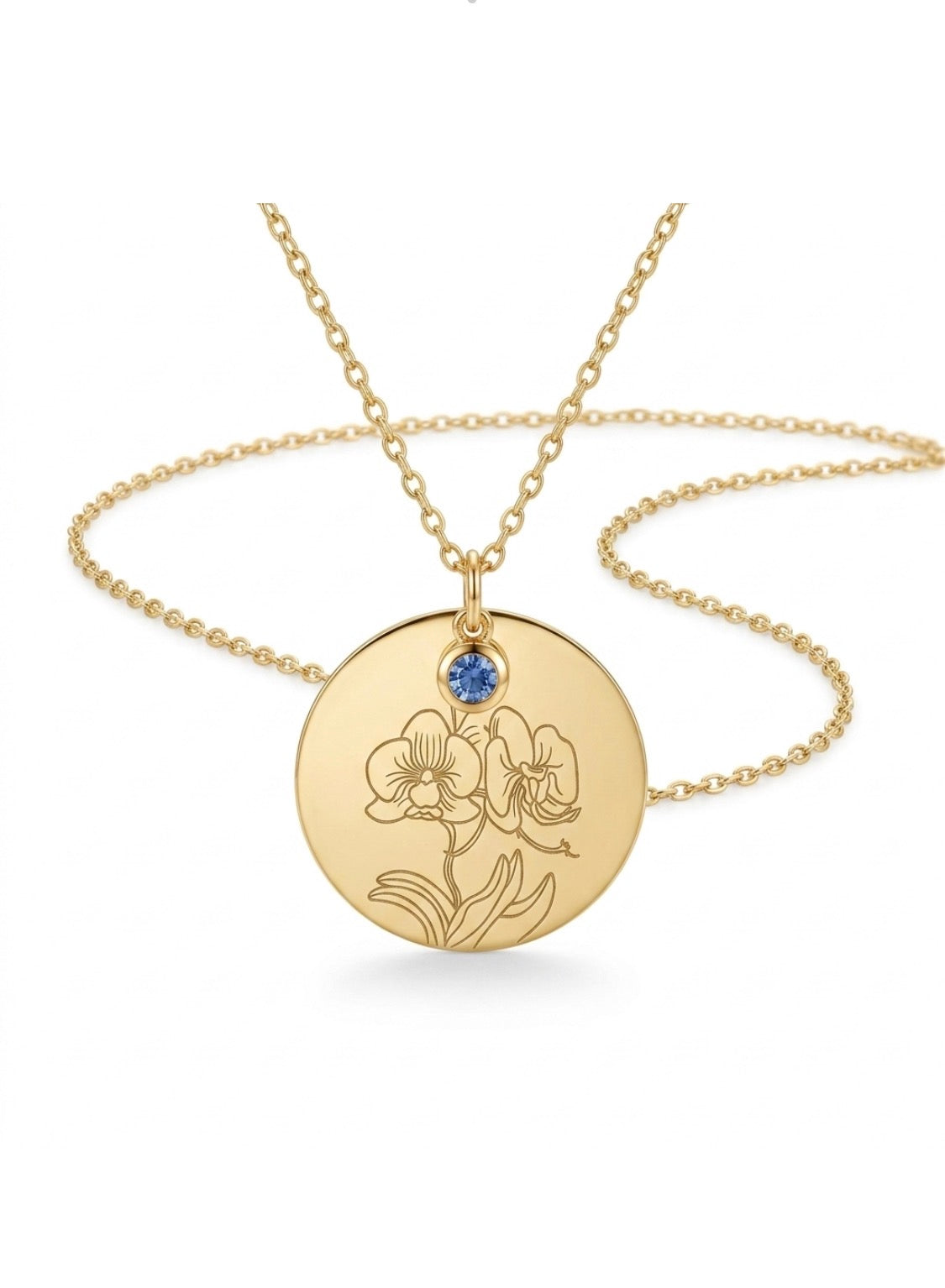 The Birthstone Phalaenopsis Collection: Phalaenopsis Disc Orchid Pendant Necklace - Orchidique