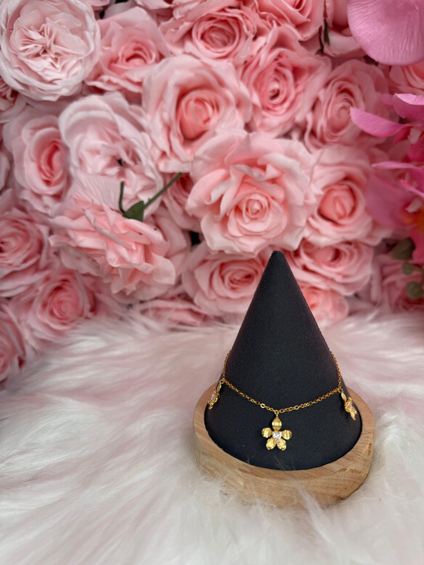 Vanda Triple Orchid Bracelet : Gold Plated - Orchidique