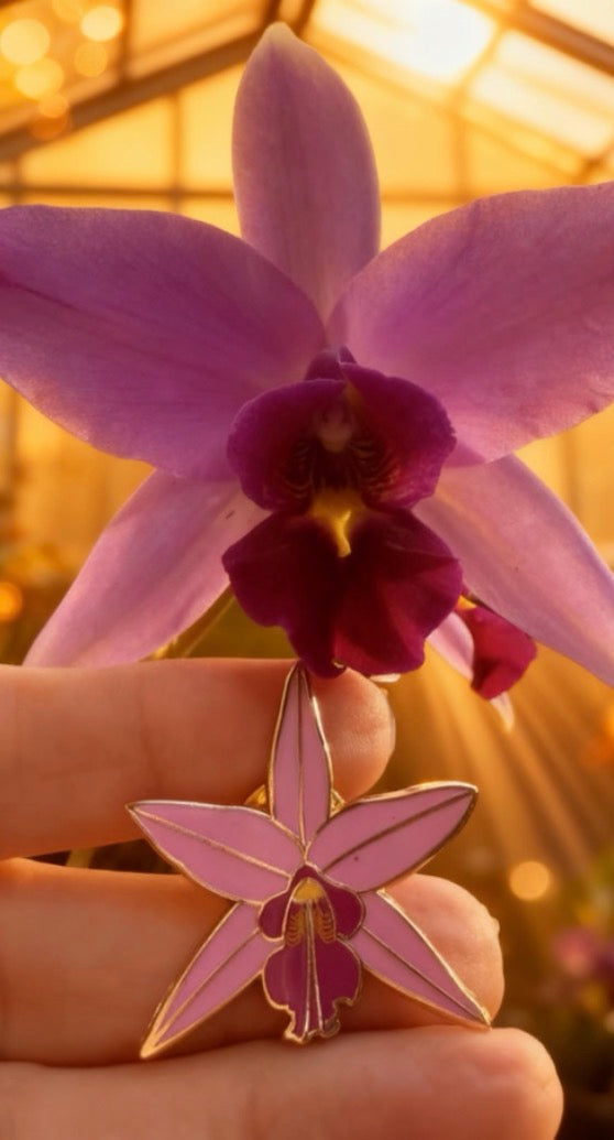 Laelia Enamel Pin- Orchid Flower Enamel Pin - Orchidique