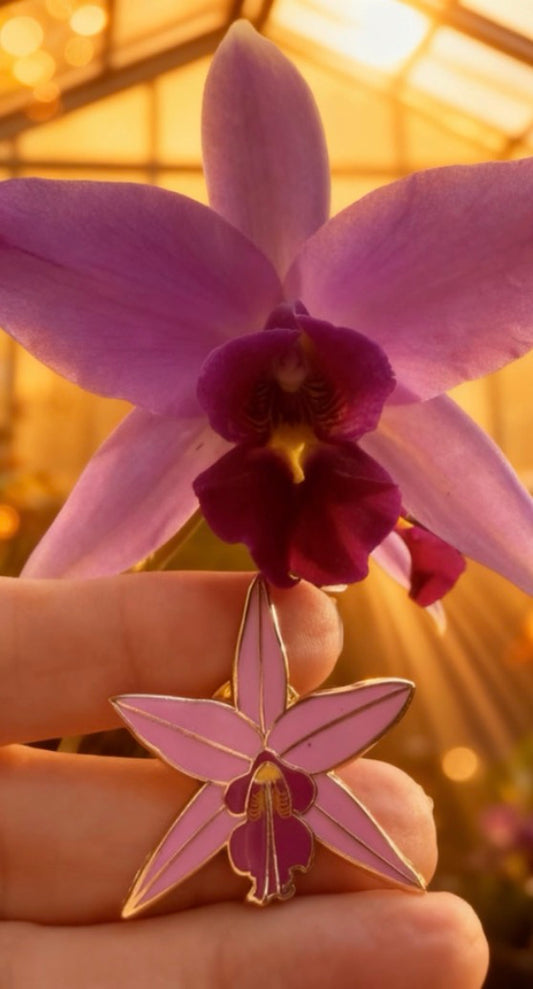 Laelia Enamel Pin- Orchid Flower Enamel Pin