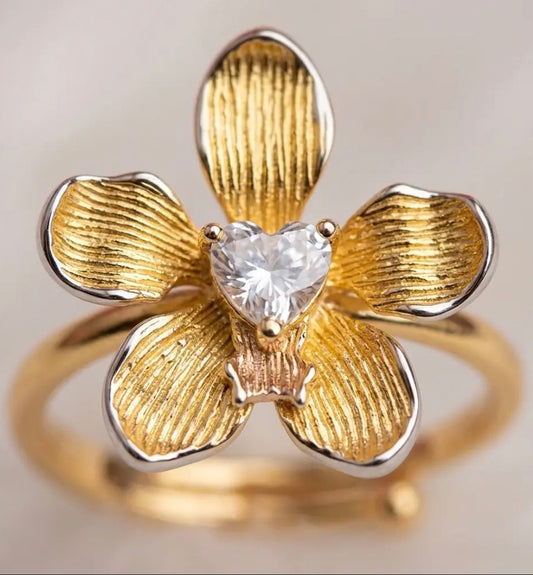 Vanda Loke Collection: Orchid Ring • Heart Labellum- Yellow Gold