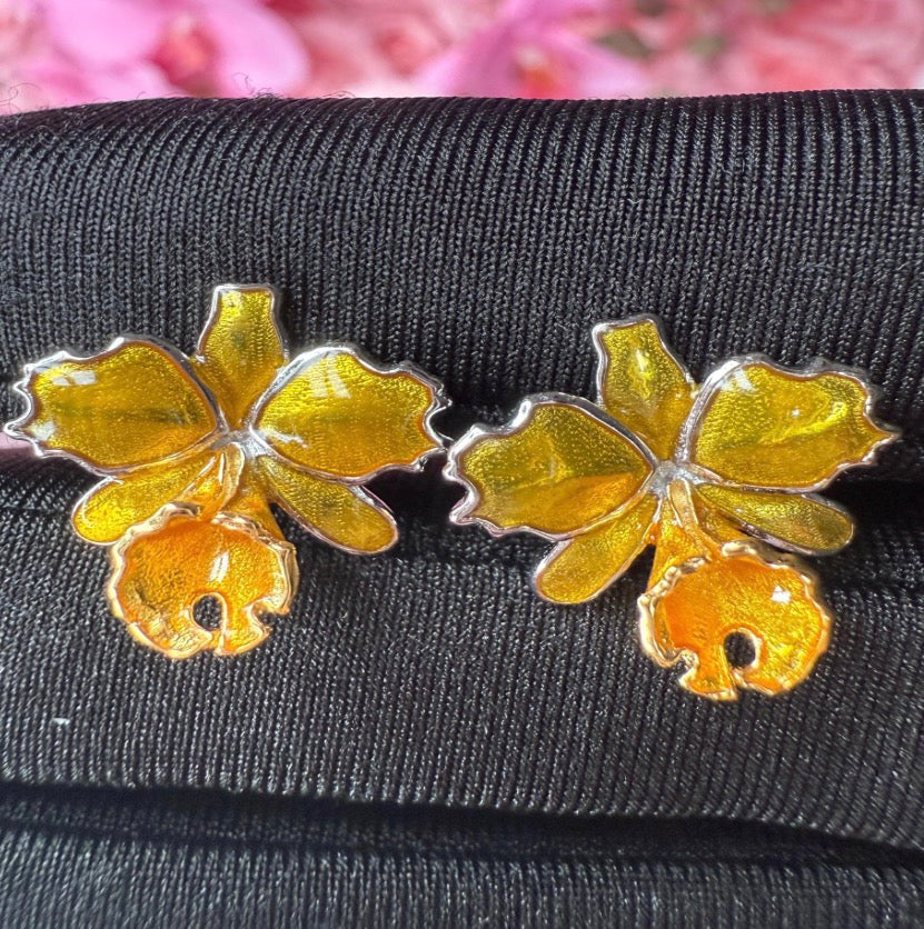 Orchid Cattleya Flower with Leaf Teardrop Jacket- Sunshine