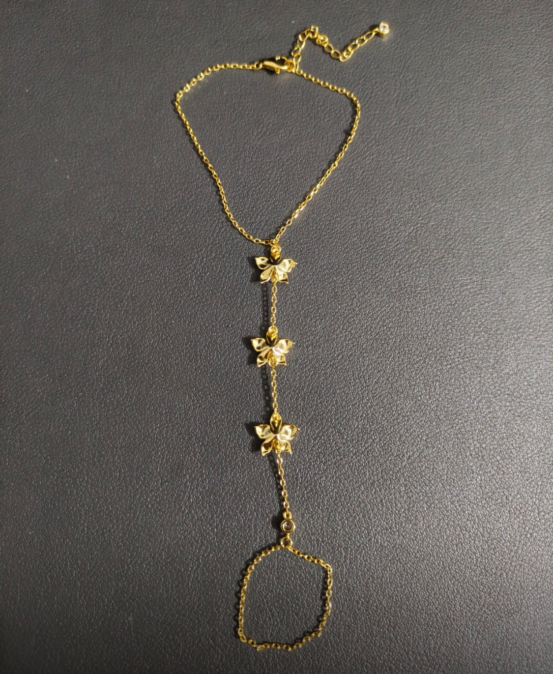 Aloha Aerial Collection • Orchid Hand Ring Chain Bracelet • Slave Bracelet Orchid Jewelry