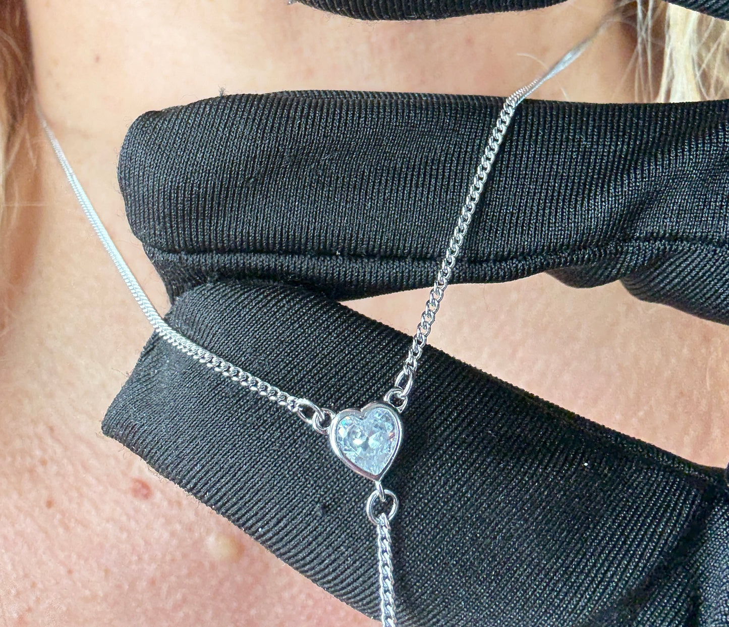 Shimmer Me Cattleya Necklace • Black and White Y Chain Choker Orchid Jewelry