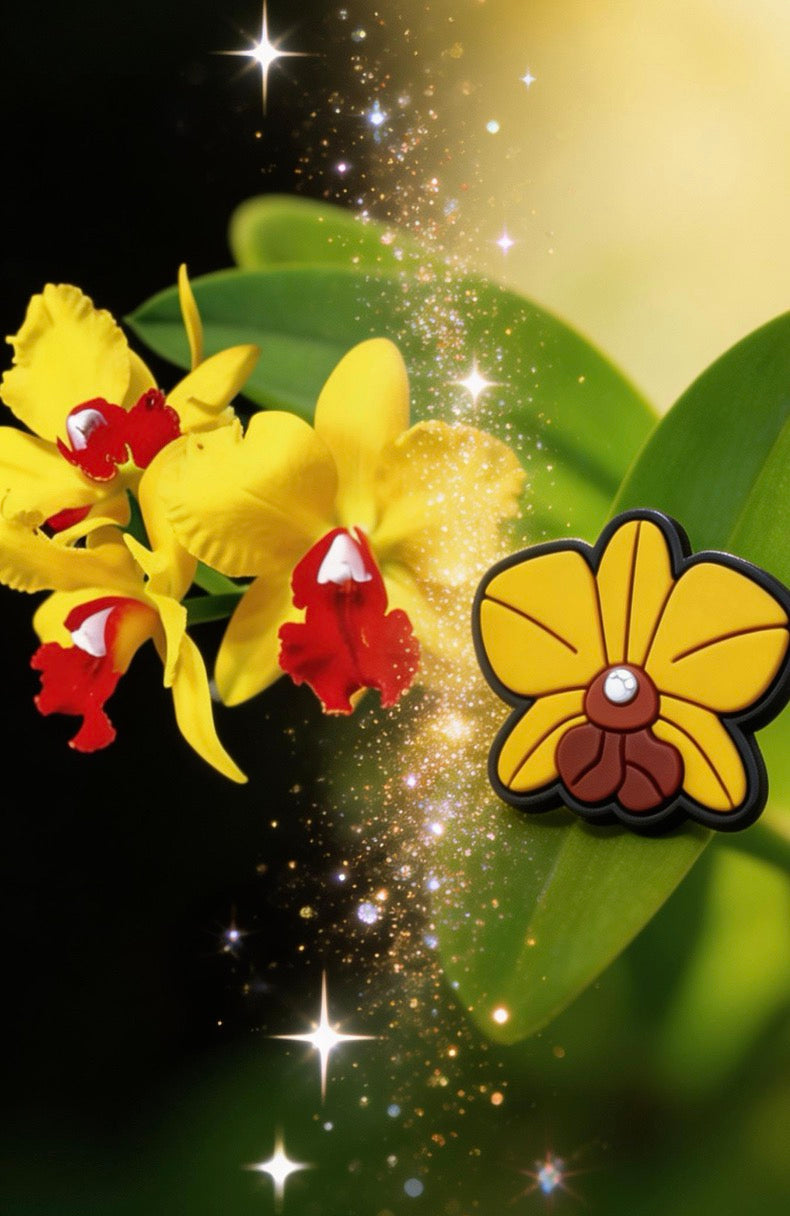 Cattleya orchid clog charm set - yellow fuchsia purple white red - Orchidique