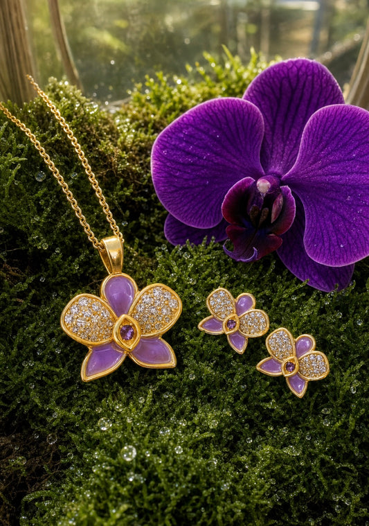 Whispers Glow Collection: Purple Phalaenopsis Orchid Set