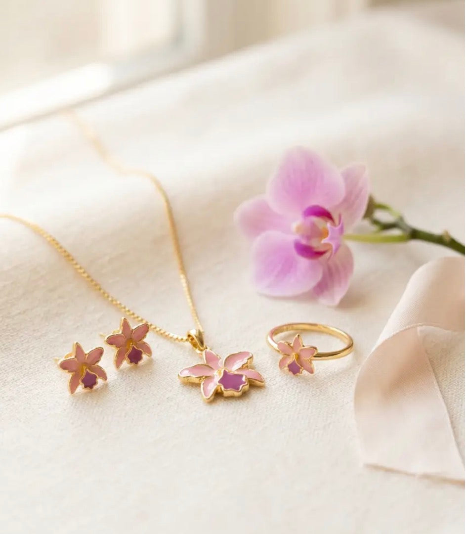 La Colombiana Inspired Collection: Cattleya TrianaePink Sian Orchid Jewelry