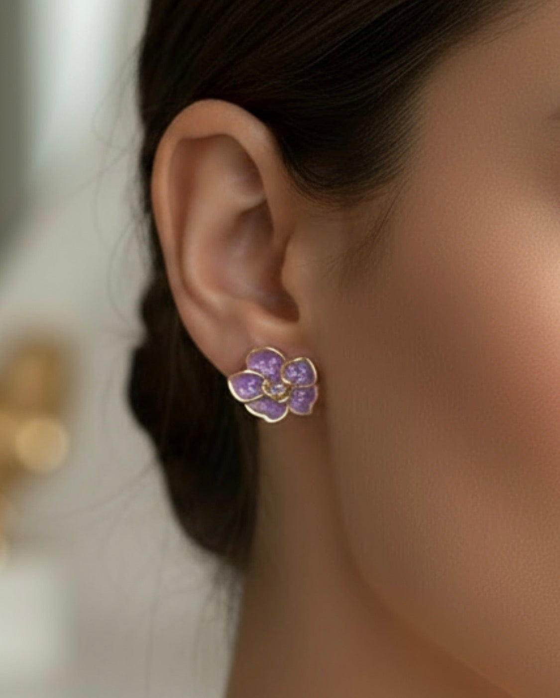 Vanda Dotted Delights Collection: Purple Spotted Vanda Studs - Orchidique